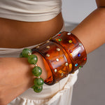 Load image into Gallery viewer, Vintage Resin Rhinestone Rivet Geometric Bangle Women N6H072