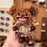 Load image into Gallery viewer, Cute Bean Pod Doll Bag Charm Keychain Handmade Wood N6F290