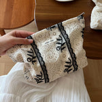 Load image into Gallery viewer, Beige Lace Embroidered Cotton Organizer Canvas Lining S5P331