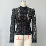 Load image into Gallery viewer, Lace Trim Stand Collar Blouse Women Office Elegant N5A798