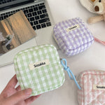 Load image into Gallery viewer, Padded Plaid Corduroy Pouch Women Multi purpose S5P870