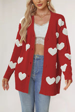 Load image into Gallery viewer, V Neck Heart Cardigan Mid Length Button Front Knit N5A889