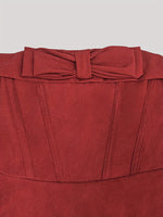 Load image into Gallery viewer, Red Off Shoulder Bow Pleated Evening Dress Women N5A921