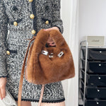 Load image into Gallery viewer, Faux Mink Fur Bucket Bag Women Sleeveless Vest Style S5P747