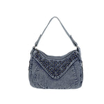 Load image into Gallery viewer, Women's Washed Denim Studded Bag N6J212