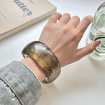 Load image into Gallery viewer, Asymmetric Acrylic Wide Bangle Resin Artisan S5P257