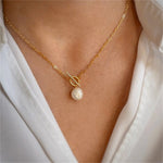 Load image into Gallery viewer, Baroque Freshwater Pearl Cross Chain Necklace N6H169