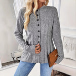 Load image into Gallery viewer, Cable Button Cardigan Mid Weight Gray N5Z890