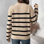 Load image into Gallery viewer, Button Detail Striped Sweater Loose Fit Pullover N5A802