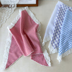 Load image into Gallery viewer, Large Lace Trim Plaid Triangle Head Scarf Women N6H133
