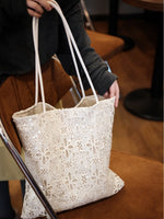 Load image into Gallery viewer, Sequined Lace Fabric Tote Bag Multi Position Carry S5P340