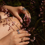 Load image into Gallery viewer, Pink Zircon Butterfly Ring Steel 18K Gold S5P027