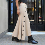 Load image into Gallery viewer, Beige High Waist Side Button Knit Skirt Women N5A705