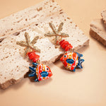 Load image into Gallery viewer, Seaside Glass Starfish Earrings Steel Plated S5P140