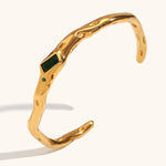 Load image into Gallery viewer, Rectangular Zirconia Bangle Steel Plated Open S5P127