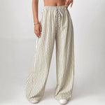 Load image into Gallery viewer, Striped Relaxed Fit Drawstring Pants Women N6D148
