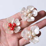 Load image into Gallery viewer, Pearl Gardenia Cuff Link Shirt Stud Detachable N6G076