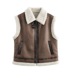 Load image into Gallery viewer, Suede Fleece Panel Vest Women Multiple Colors N5A557