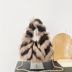 Load image into Gallery viewer, Faux Fox Fur Jacquard Tote Bag Women Shoulder Hand S5P746