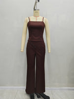 Load image into Gallery viewer, Brown Spag Off Shoulder Wide Leg Set Women Two Piece N5A944