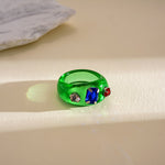 Load image into Gallery viewer, Dopamine Zircon Resin Ombré Geometric Ring Women N6H099