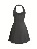 Load image into Gallery viewer, Gray Bow Halter Sleeveless Dress Women N5A924