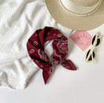 Load image into Gallery viewer, Cotton Paisley Print Small Square Scarf Neck Wrap N6H114