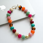 Load image into Gallery viewer, Vintage Acrylic Ombré Beaded Geometric Necklace N6H068