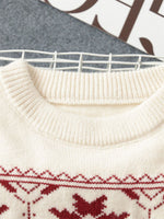 Load image into Gallery viewer, Christmas Snowflake Jacquard Round Neck Sweater N6H280
