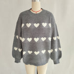 Load image into Gallery viewer, Color Block Heart Knit Sweater Women Round Neck N5A857