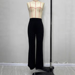 Load image into Gallery viewer, Black Flare Pants Office Casual High Waist Wide Leg N5A900