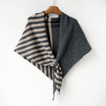 Load image into Gallery viewer, Triangle Wool Blend Shawl Cape Stripe Patchwork N6H308