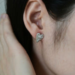 Load image into Gallery viewer, Brushed Heart Earrings Women Matte Silver Simple Stud S5P890