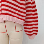 Load image into Gallery viewer, V Neck Stripe Cardigan Women Office Knit Color Block N5A838