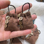 Load image into Gallery viewer, Rustic Woven Cotton Hand Stitch Mini Bag Charm Pin N6G018