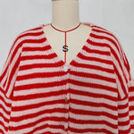 Load image into Gallery viewer, V Neck Stripe Cardigan Women Office Knit Color Block N5A838