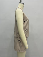 Load image into Gallery viewer, Khaki Printed Round Neck Sleeveless Shorts Set Women N5A950