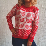 Load image into Gallery viewer, Classic Christmas Snowflake Sweater Women White Red N5A669