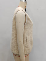 Load image into Gallery viewer, Sleeveless Cardigan Vest Beige Polyester Filled Knit N5A764