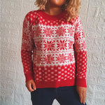 Load image into Gallery viewer, Classic Christmas Snowflake Sweater Women White Red N5A669