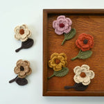 Load image into Gallery viewer, Handmade Crochet Brooch 3D Wool Flower Leaf Pin N6G014