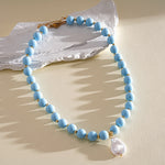 Load image into Gallery viewer, Dopamine Pearl Acrylic Geometric Beaded Necklace N6H059