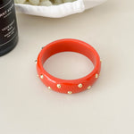 Load image into Gallery viewer, Vintage Studded Resin Bangle Wide Cuff Bracelet N6F098