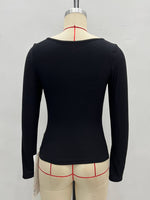 Load image into Gallery viewer, V Neck Long Sleeve Top Women Rayon Blend Knit Shirt N5A761