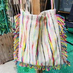 Load image into Gallery viewer, Colorful Stripe Fringe Tote Bag Women N6B107