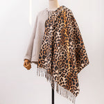Load image into Gallery viewer, Animal Print Faux Cashmere Wrap with Long Fringe M5A184