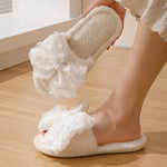 Load image into Gallery viewer, Bow Open Toe Slippers Women Plush House Shoes M5A288