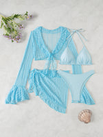 Load image into Gallery viewer, Long Sleeve Ruffle Four Piece Swimsuit N6A020
