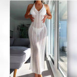 Load image into Gallery viewer, Hollow Out Sheer Halter Sleeveless Long Dress Women N6A056