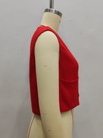 Load image into Gallery viewer, Street Style Chunky Knit Vest Red Open Front Cardigan N5A776
